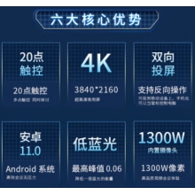 鴻合(HiteVision)75英寸 會議平板教學一體機電子白板 雙系統4K高清觸控智慧大屏 8代 i5 8G 256G